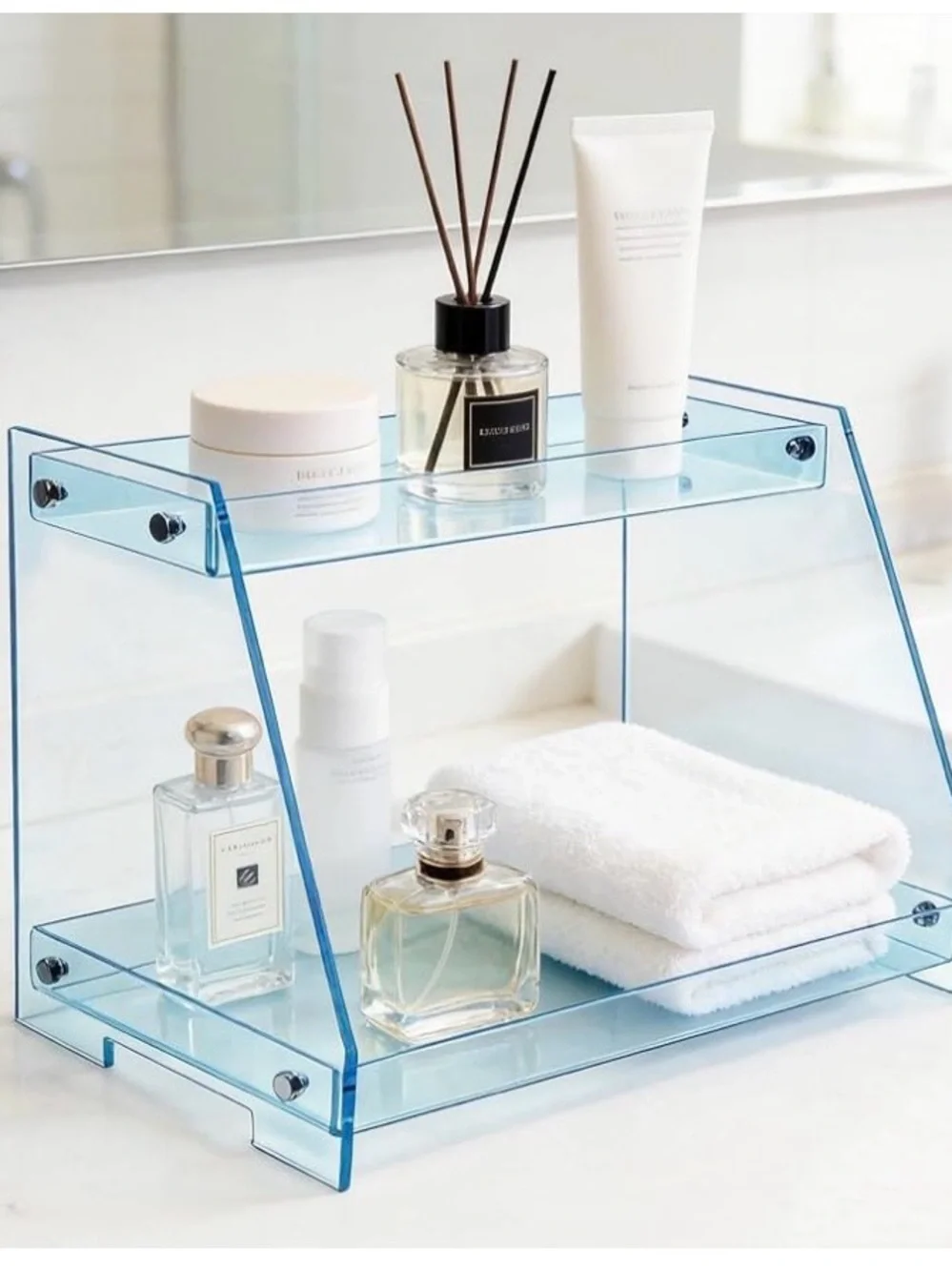 Royalita Two-Tier Blue Acrylic Makeup Organizer